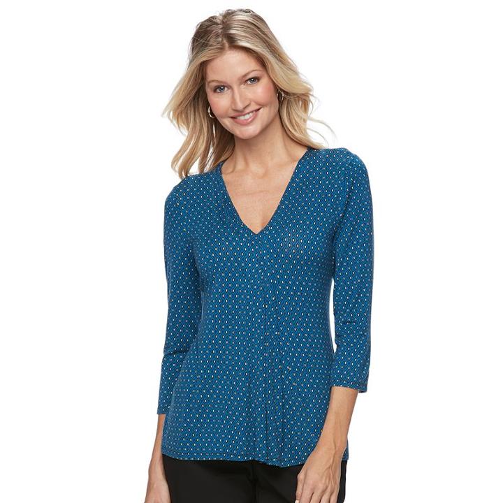 Women's Dana Buchman Release-pleat Top, Size: Medium, Med Blue