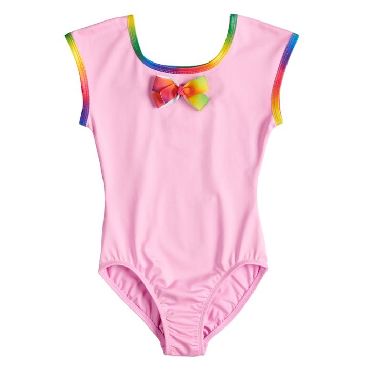 Girls 4-14 Jacques Moret Jojo Siwa Rainbow Bow Leotard, Size: Medium, Pink