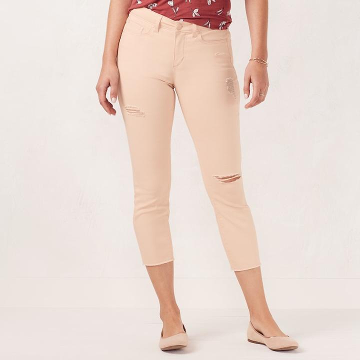 Women's Lc Lauren Conrad Capri Skinny Jeans, Size: 14, Lt Beige
