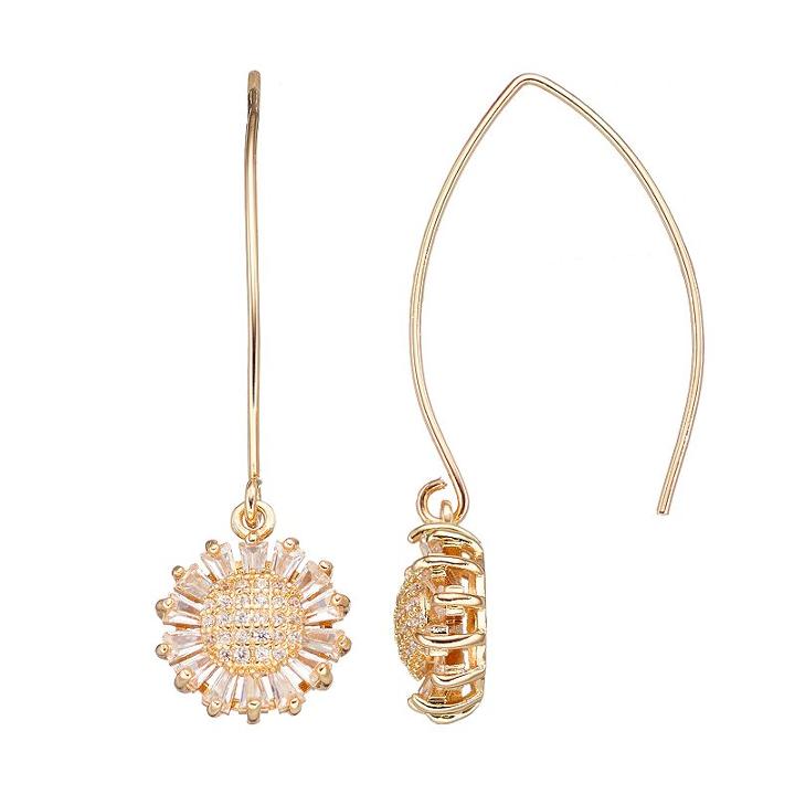 Napier Cubic Zirconia Flower Nickel Free Drop Earrings, Women's, Gold