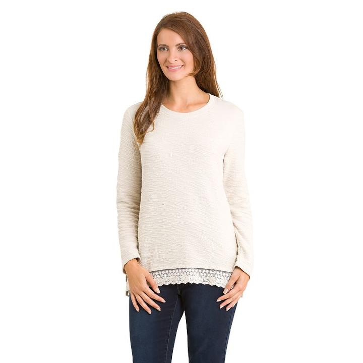 Women's Haggar Lace-trim Sweater, Size: Medium, Beige Oth