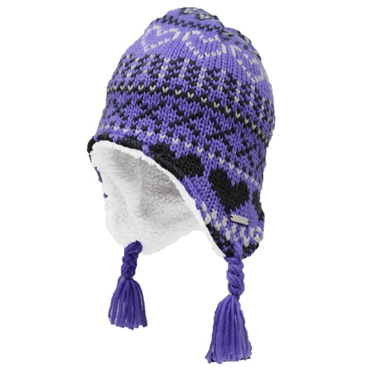 Girls 4-6x Igloos Fairisle Flap Fleece-lined Knit Hat, Med Purple