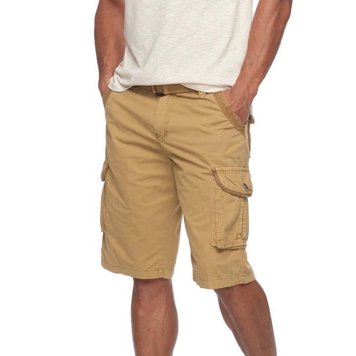 Men's Rawx Regular-fit Belted Cargo Shorts, Size: 34, Dark Beige
