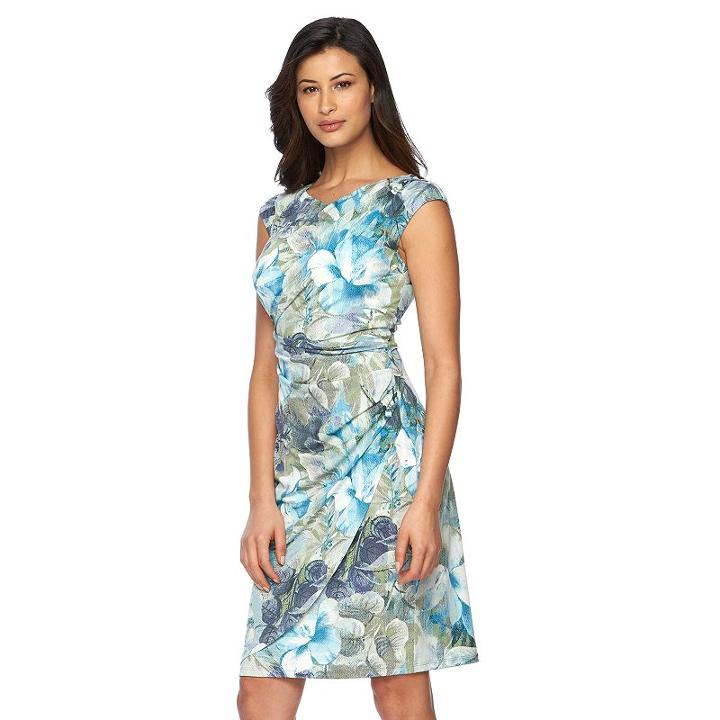 Women's Connected Apparel Asymmetrical Faux-wrap Dress, Size: 6, Med Green