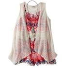 Girls 7-16 Knitworks Romper & Open Knit Duster Set With Necklace, Girl's, Size: 14, Lt Orange