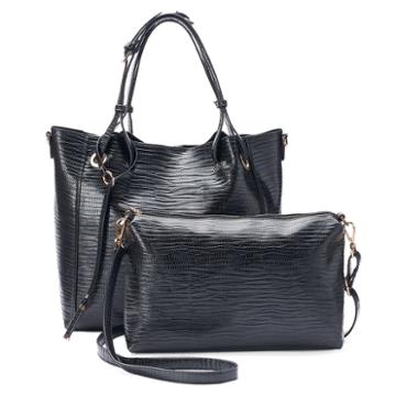 La Diva 2-in-1 Carter Snakeskin Tote With Removable Pouch, Women's, Black