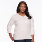 Plus Size Croft & Barrow&reg; Solid V-neck Tee, Women's, Size: 1xl, Brt Pink