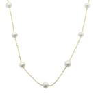 Pearlustre By Imperial Freshwater Cultured Pearl 14k Gold Over Silver Station Necklace, Women's, Size: 18, White