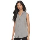 Women's Rock & Republic&reg; Split-back Shirt, Size: Medium, Grey
