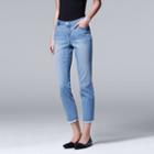 Petite Simply Vera Vera Wang Frayed Skinny Ankle Jeans, Women's, Size: 16 Petite, Blue (navy)