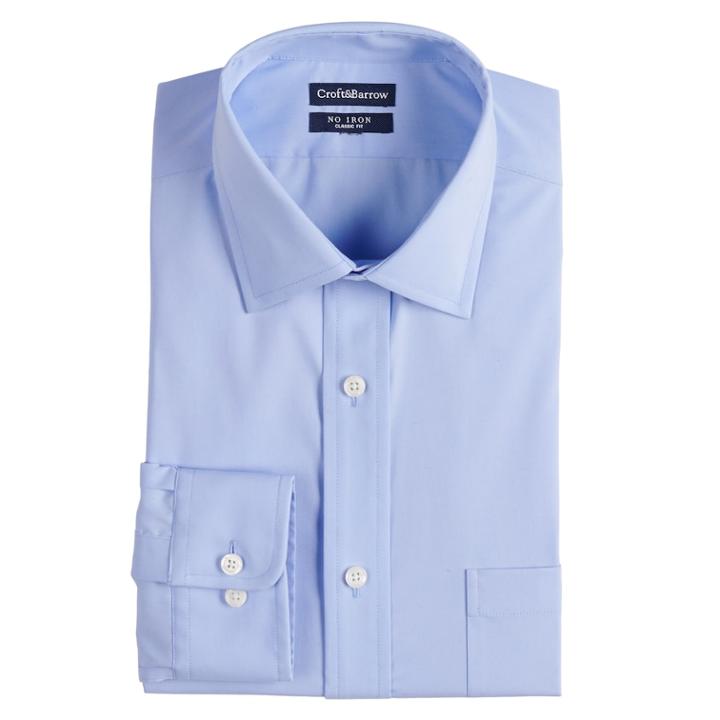 Men's Croft & Barrow&reg; Regular-fit Non-iron Stretch Dress Shirt, Size: 16.5-34/35, Med Blue
