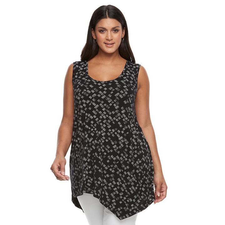Plus Size Apt. 9&reg; Asymmetrical Hem Tank, Women's, Size: 2xl, Black
