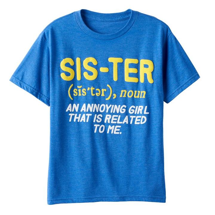 Boys 8-20 Sister Definition Tee, Boy's, Size: Large, Turquoise/blue (turq/aqua)