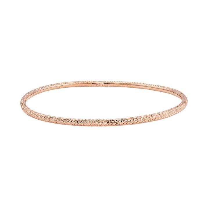14k Gold Textured Bangle Bracelet, Women's, Pink