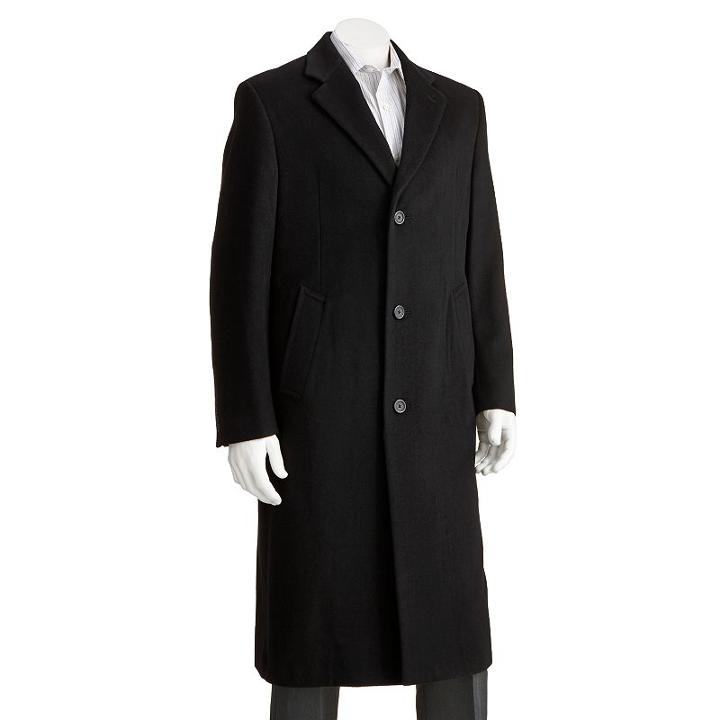 Men's Jean-paul Germain Classic-fit Sander 45-in. Wool-blend Top Coat, Size: 38 - Regular, Black