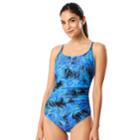 Women's Speedo Tummy Slimming Shirred One-piece Swimsuit, Size: 6, Turquoise/blue (turq/aqua)