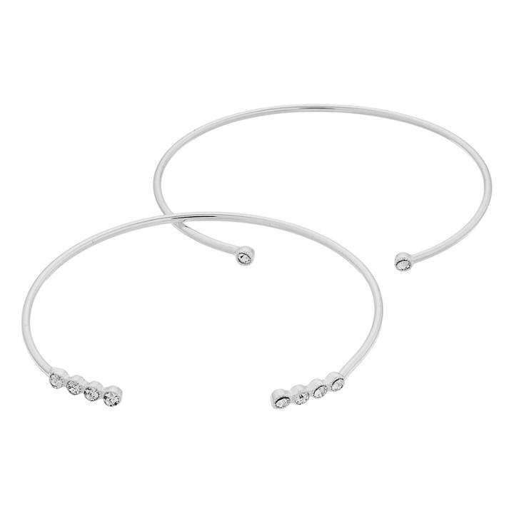 Lc Lauren Conrad Simulated Crystal Cuff Bracelet Set, Women's, Silver
