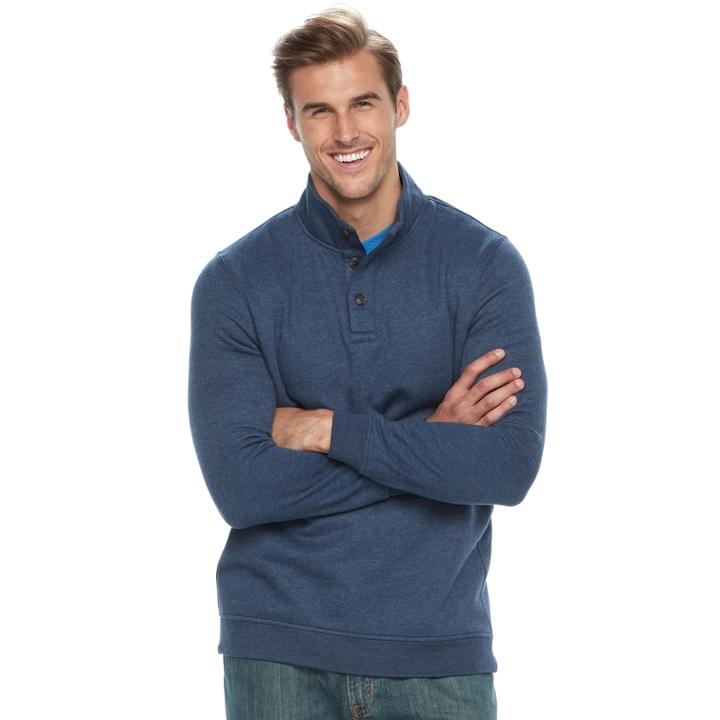 Big & Tall Croft & Barrow&reg; Classic-fit Easy-care Fleece Mockneck Pullover, Men's, Size: L Tall, Dark Blue