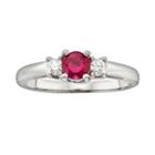 The Regal Collection 14k White Gold Genuine Ruby And 1/6-ct. T.w. Igl Certified Diamond 3-stone Ring, Women's, Size: 8, Red