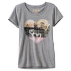 Girls 7-16 Mudd&reg; Raw Edge Scoopneck Graphic Tee, Girl's, Size: 14, Med Grey