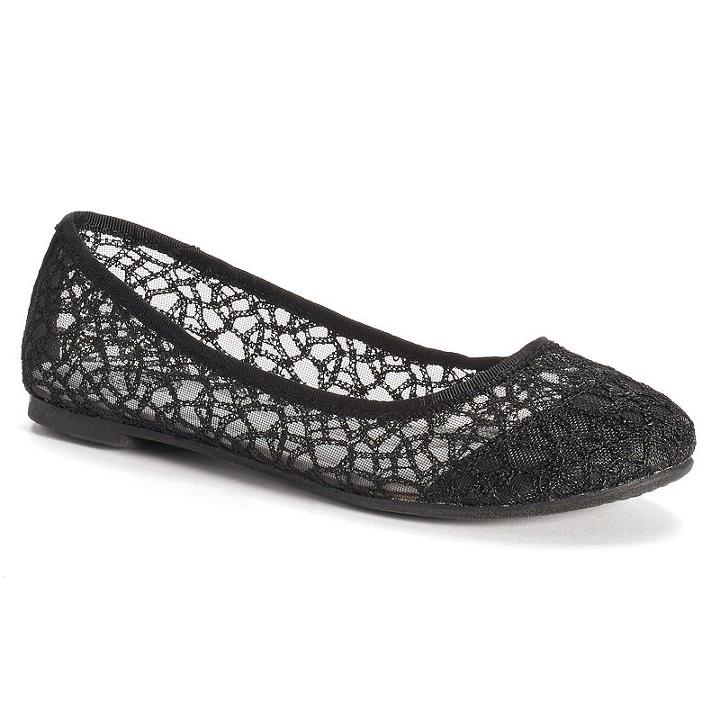 So&reg; Women's Lace Ballet Flats, Girl's, Size: Medium (9), Black