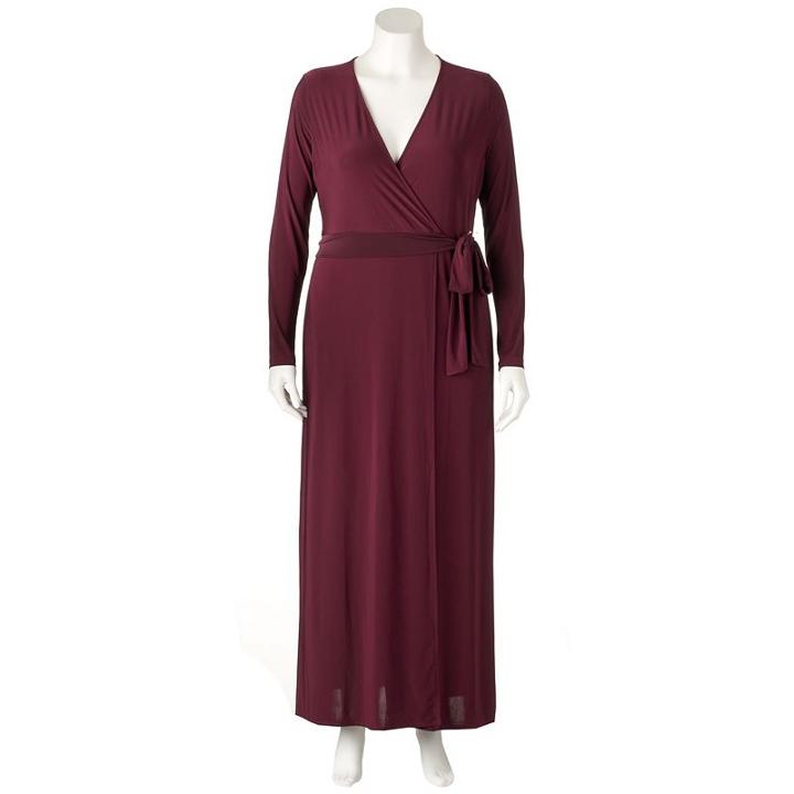 Plus Size Jennifer Lopez Faux-wrap Maxi Dress, Women's, Size: 3xl, Drk Purple