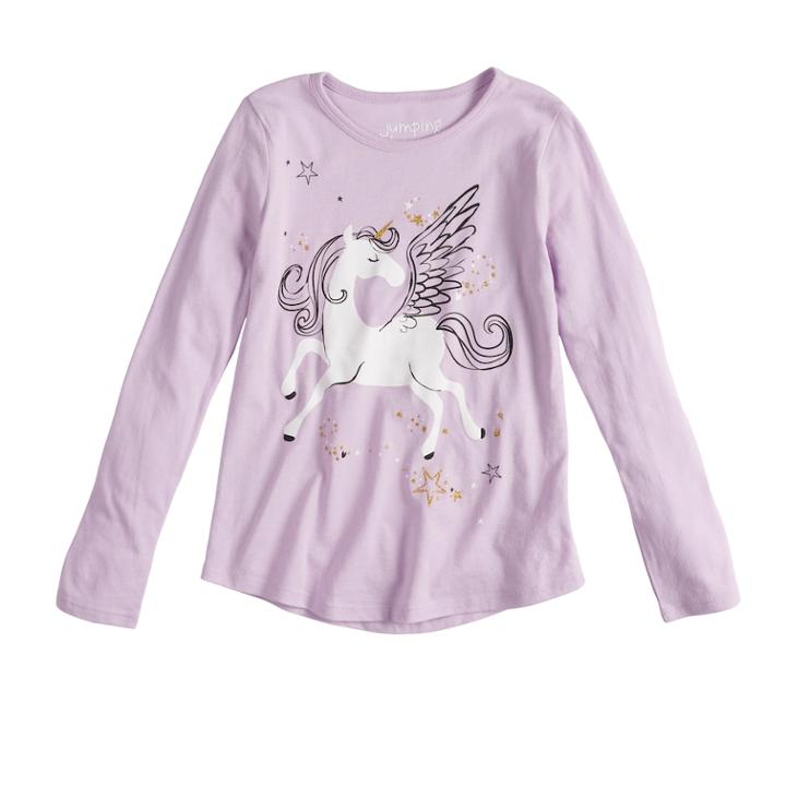Girls 4-10 Jumping Beans&reg; Long-sleeve Glittery Unicorn Graphic Tee, Size: 6x, Lt Purple