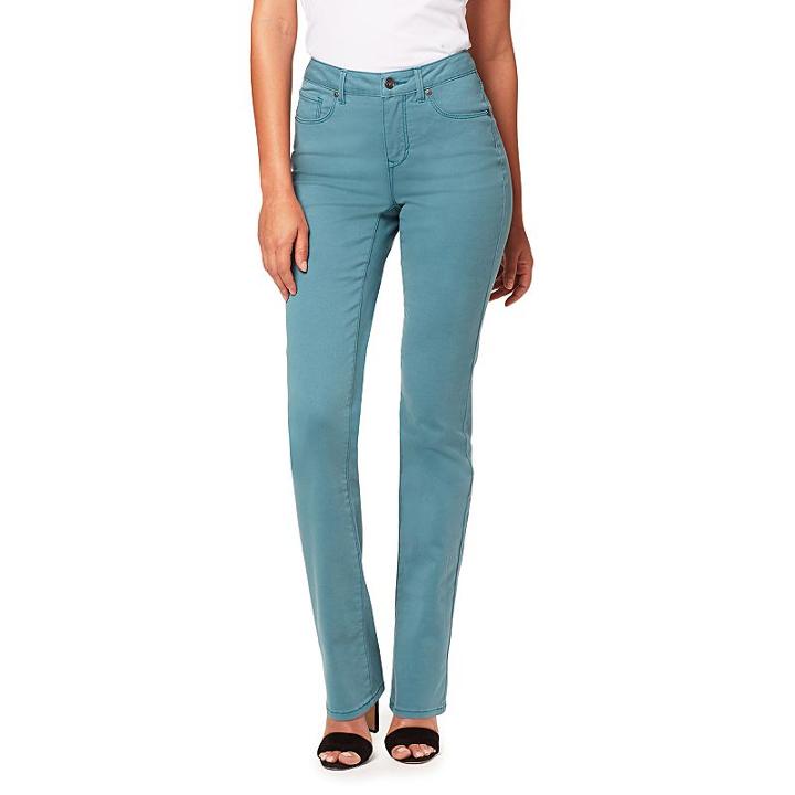 Women's Miracle Jean Dream Slimming Stretch High-rise Straight-leg Jeans, Size: 14, Med Green