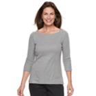 Women's Croft & Barrow&reg; Button-shoulder Boatneck Top, Size: Large, Med Grey