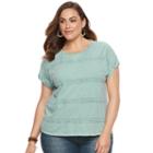 Plus Size Sonoma Goods For Life&trade; Crochet Striped Tee, Women's, Size: 1xl, Light Blue