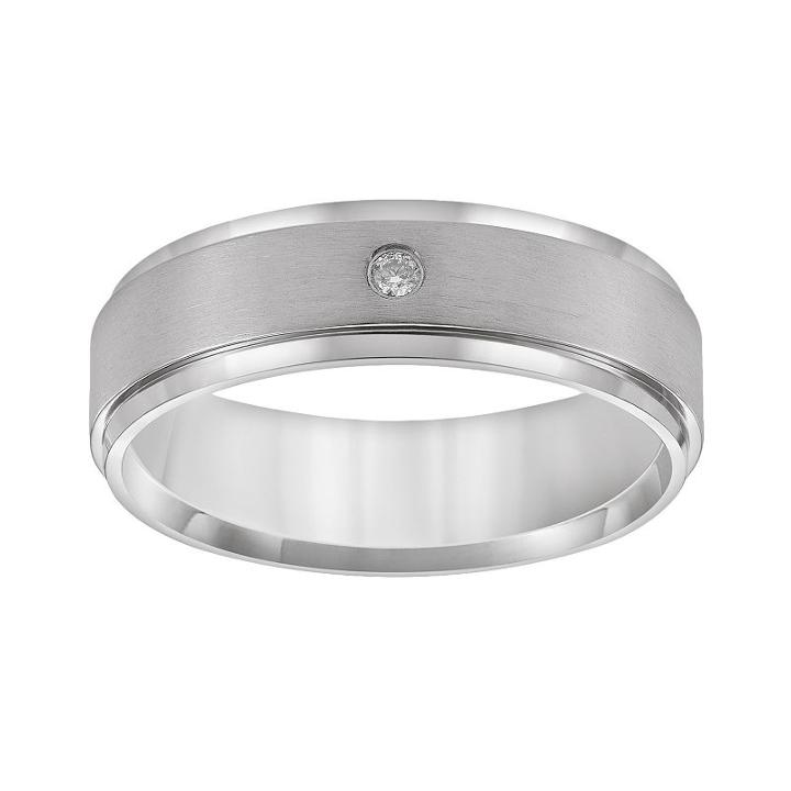Cherish Always Titanium Diamond Accent Wedding Band, Men's, Size: 4, Grey