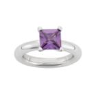 Cubic Zirconia Sterling Silver Ring, Women's, Size: 7, Purple