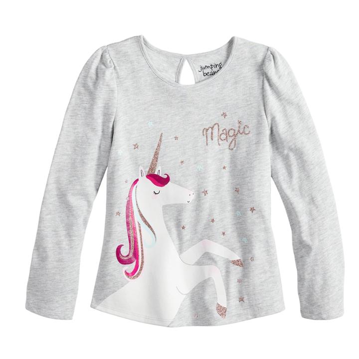Girls 4-10 Jumping Beans&reg; Magic Glittery Unicorn Tee, Size: 6x, Light Grey