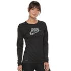 Women's Nike Dry Running Long Sleeve Graphic Tee, Size: Xs, Grey (charcoal)