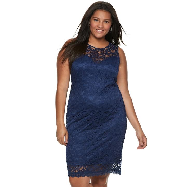 Juniors' Plus Size Liberty Love Lace Bodycon Dress, Teens, Size: 1xl, Blue (navy)