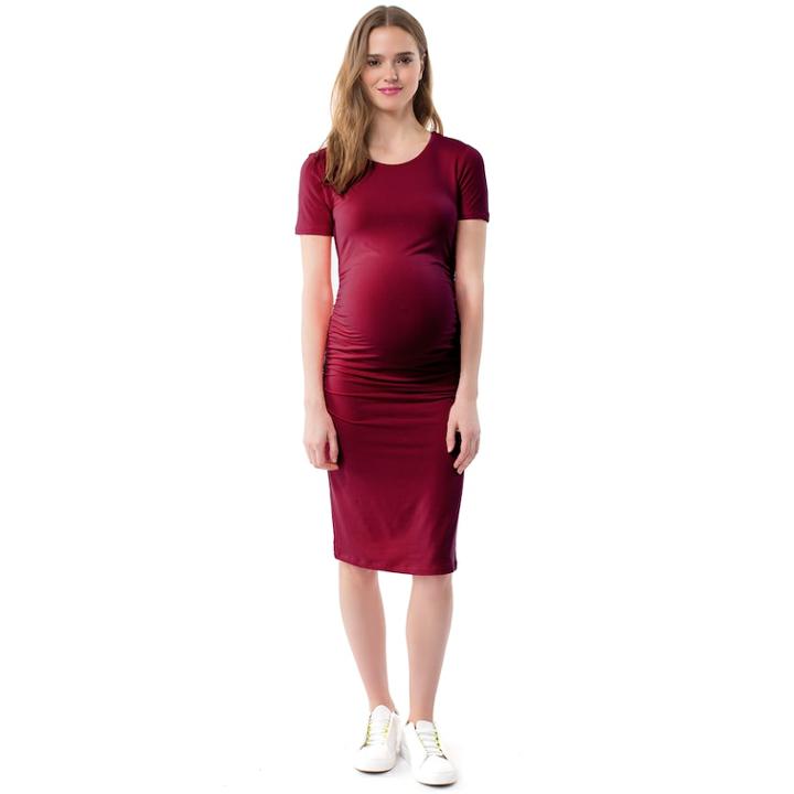 Maternity Pip & Vine By Rosie Pope Ruched Sheath Dress, Women's, Size: S-mat, Dark Red