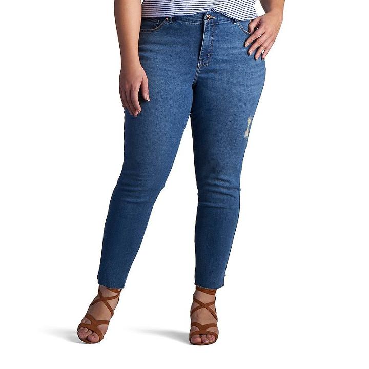 Plus Size Lee Midrise Skinny Ankle Jeans, Women's, Size: 22w Petite, Dark Blue