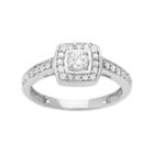14k White Gold 1/2 Carat T.w. Diamond Square Halo Engagement Ring, Women's, Size: 7