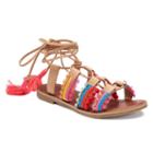 Candie's&reg; Women's Lace-up Pom-pom Sandals, Size: 8.5, Multicolor