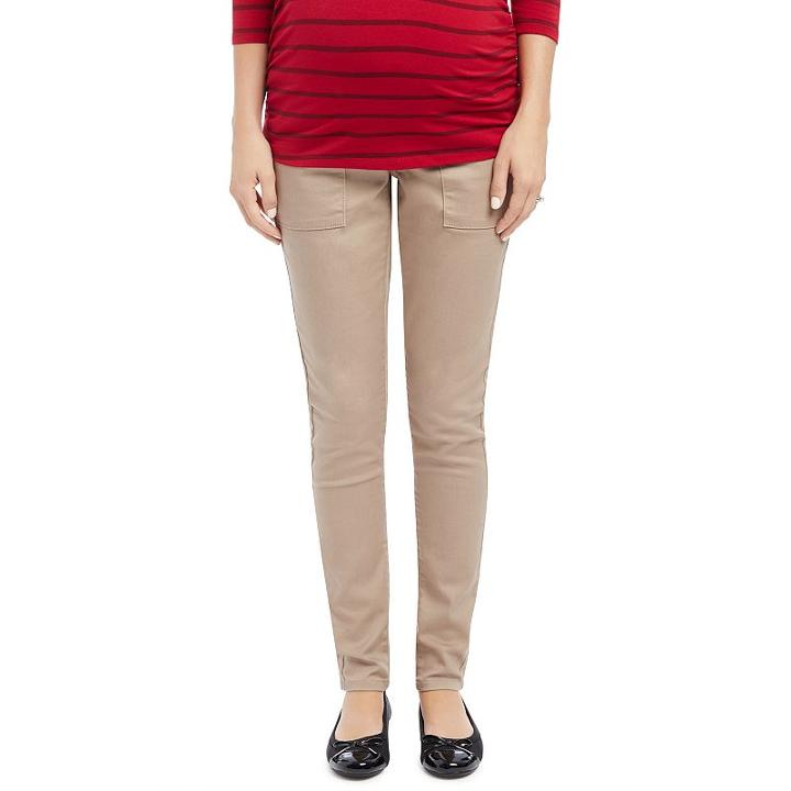 Maternity Oh Baby By Motherhood™ Secret Fit Belly™ Skinny Twill Pants, Women's, Size: Large, Lt Brown