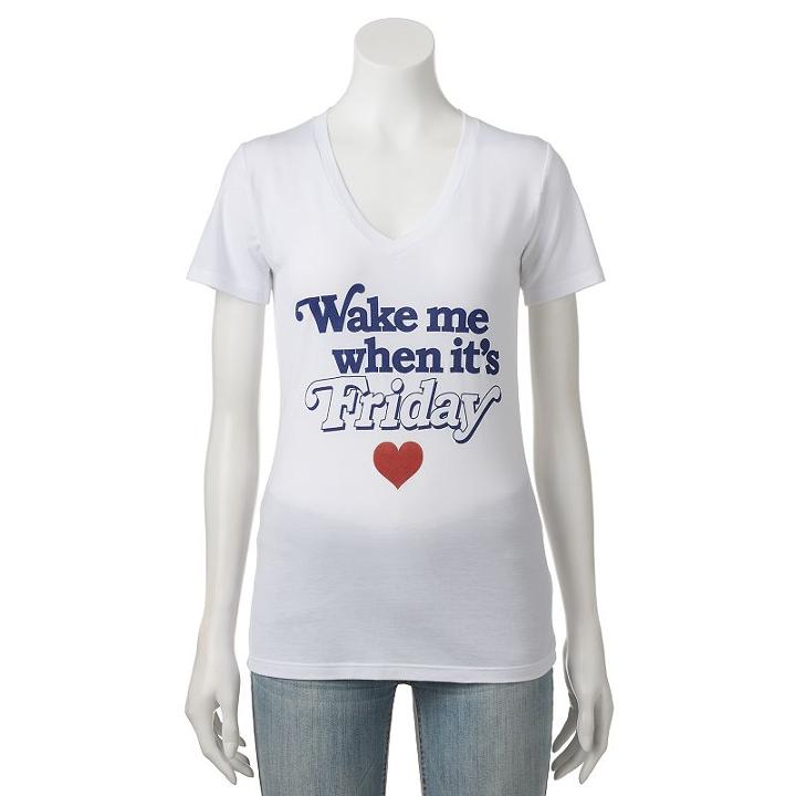 Juniors' Wake Me When It's Friday Graphic Tee, Girl's, Size: Small, White