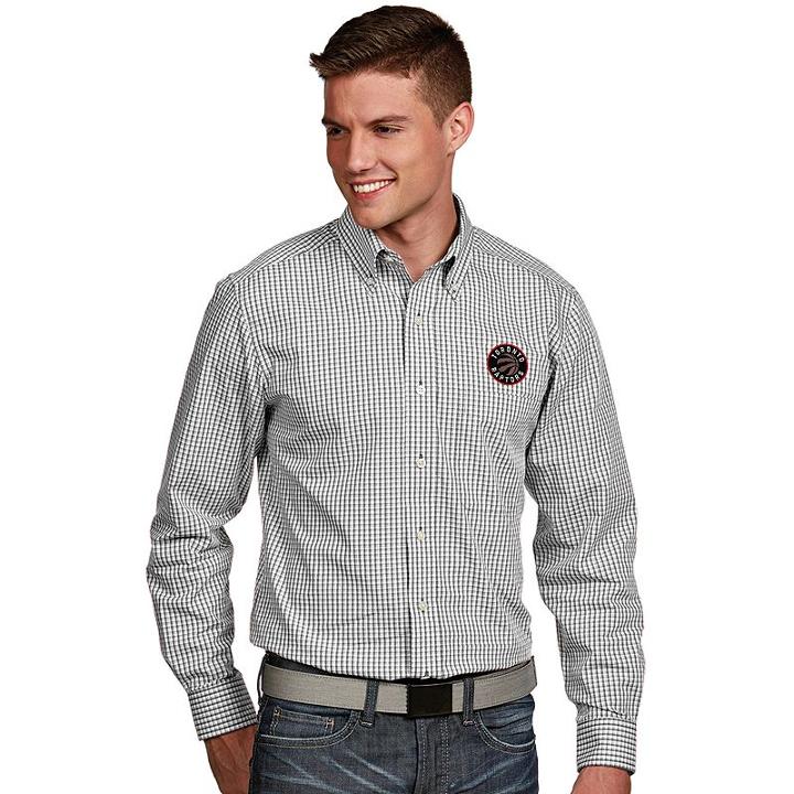 Men's Antigua Toronto Raptors Associate Plaid Button-down Shirt, Size: Xxl, White Oth