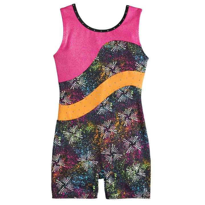 Girls 4-14 Jacques Moret Spotty Dots Dance Biketard, Size: Medium, Brown Over