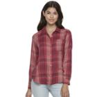 Juniors' Mudd&reg; Plaid Flannel Shirt, Teens, Size: Small, Brt Red