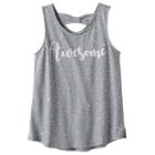 Girls 7-16 So&reg; Bow Back Printed Tank Top, Girl's, Size: 16, Light Grey
