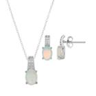 Sterling Silver Lab-created White Opal & Lab-created White Sapphire Jewelry Set, Women's, Size: 18