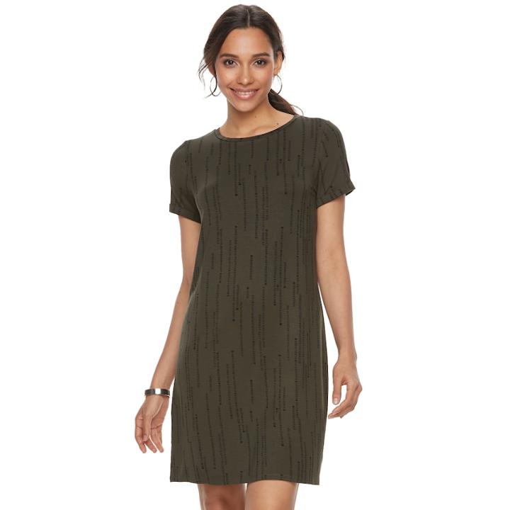 Women's Apt. 9&reg; Cuffed T-shirt Dress, Size: Xs, Green
