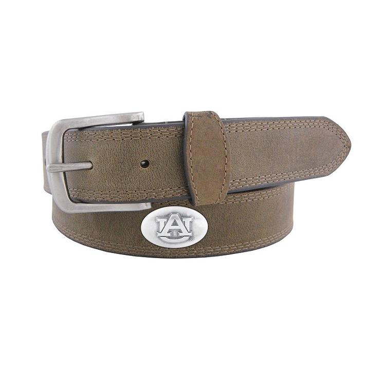 Men's Zep-pro Auburn Tigers Concho Crazy Horse Leather Belt, Size: 40, Brown