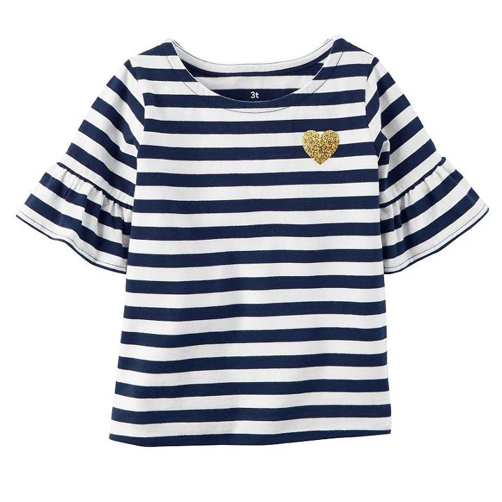 Girls 4-8 Carter's Striped Bell Sleeve Tee, Size: 7, Navy Stripe