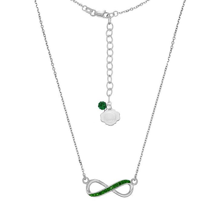 Oregon Ducks Sterling Silver Crystal Infinity Necklace, Women's, Size: 18, Green